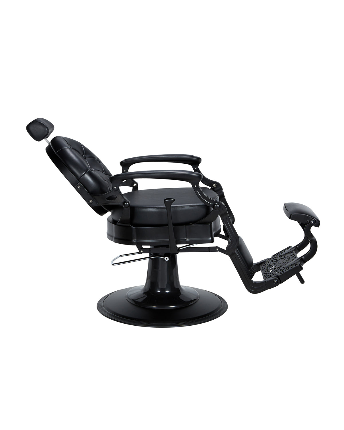 Check - Svart barberarstol med svart rund fot